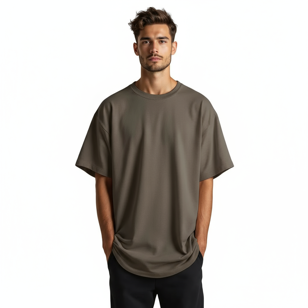 Charcoal Grey Oversized Printed T-Shirt