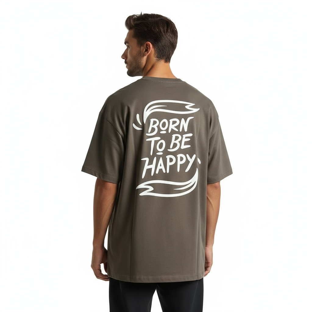Charcoal Grey Oversized Printed T-Shirt