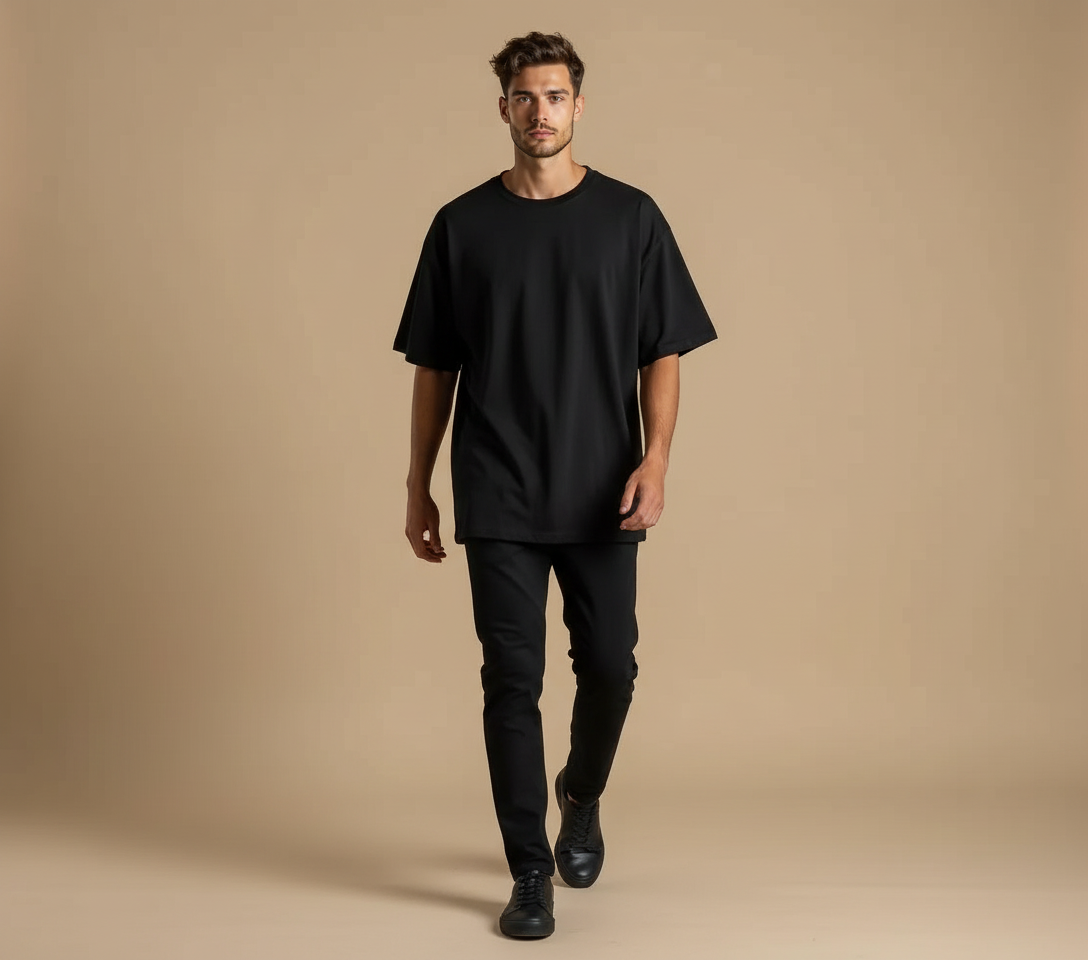 Never Tired Black Oversized Tee